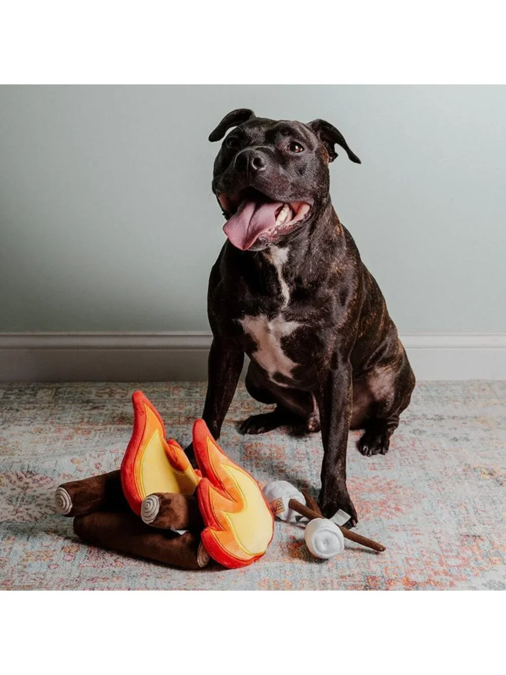 Durable Campfire Dog Toy - Squeaky Plush for Interactive Play & Fetch Fun